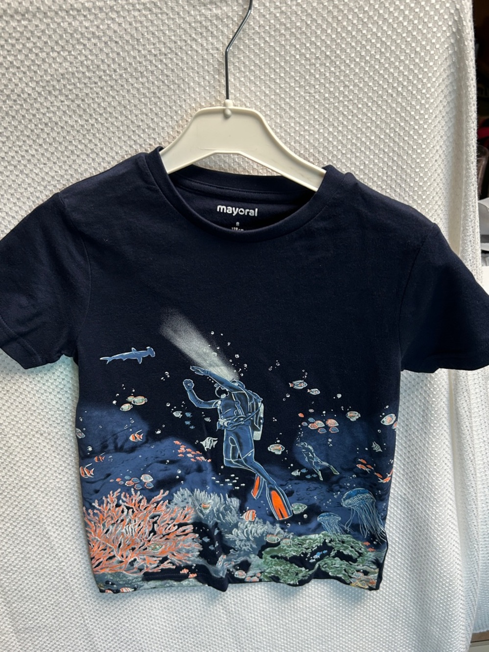 Mayoral Navy Glow in the Dark Short-Sleeve Boys' Underwater Diver Tshirt. NWT